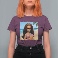 Funny Summer Doll Face Meme T Shirt For Women Tropical Beach Party Graphic
