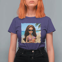 Funny Summer Doll Face Meme T Shirt For Women Tropical Beach Party Graphic
