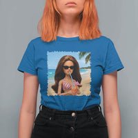 Funny Summer Doll Face Meme T Shirt For Women Tropical Beach Party Graphic