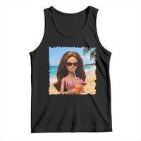 Funny Summer Doll Face Meme Tank Top Tropical Beach Party Graphic