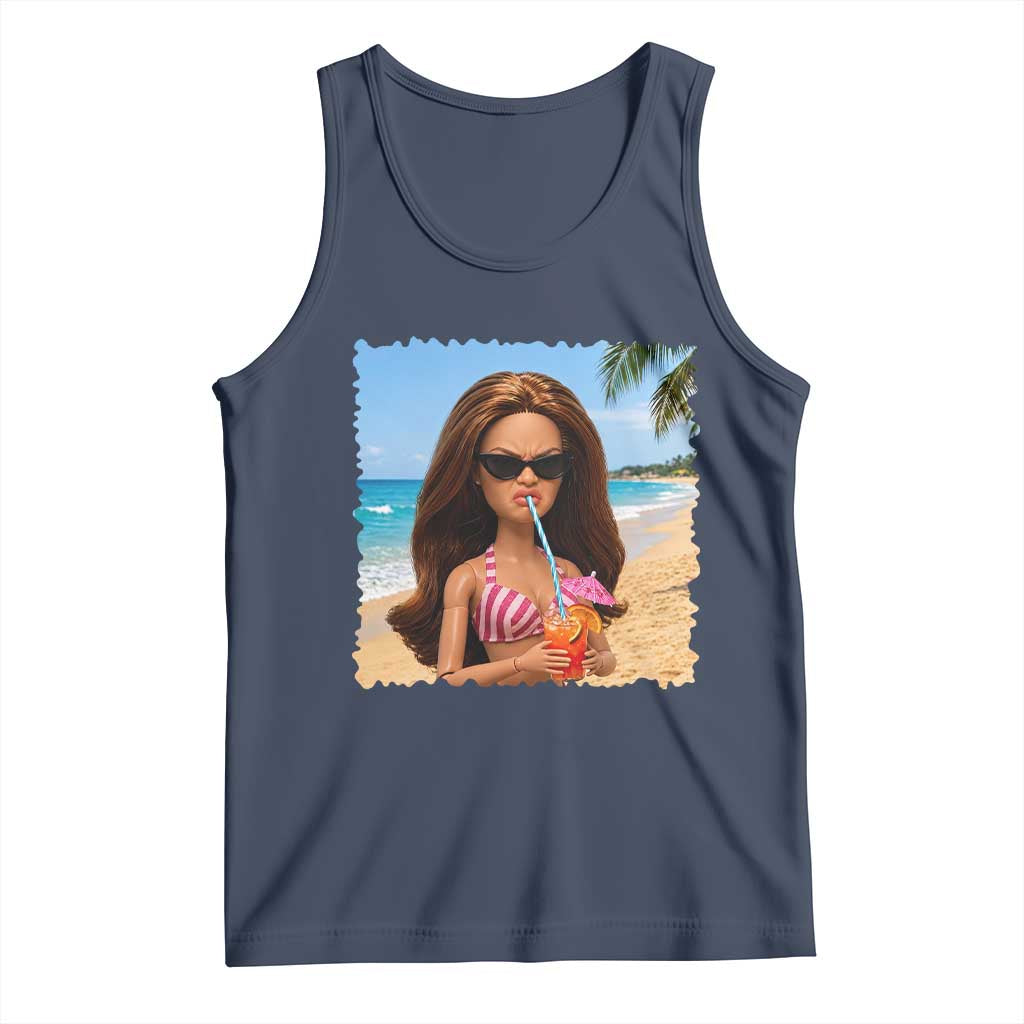 Funny Summer Doll Face Meme Tank Top Tropical Beach Party Graphic