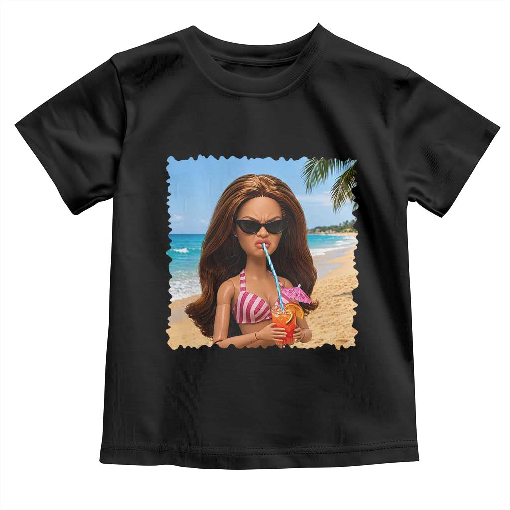 Funny Summer Doll Face Meme Toddler T Shirt Tropical Beach Party Graphic