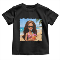 Funny Summer Doll Face Meme Toddler T Shirt Tropical Beach Party Graphic