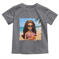 Funny Summer Doll Face Meme Toddler T Shirt Tropical Beach Party Graphic