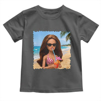 Funny Summer Doll Face Meme Toddler T Shirt Tropical Beach Party Graphic