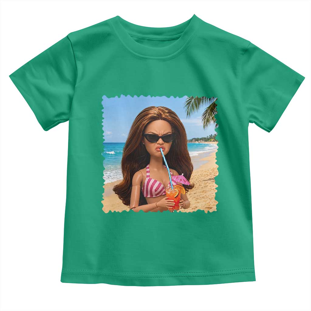 Funny Summer Doll Face Meme Toddler T Shirt Tropical Beach Party Graphic