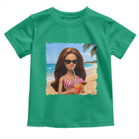 Funny Summer Doll Face Meme Toddler T Shirt Tropical Beach Party Graphic