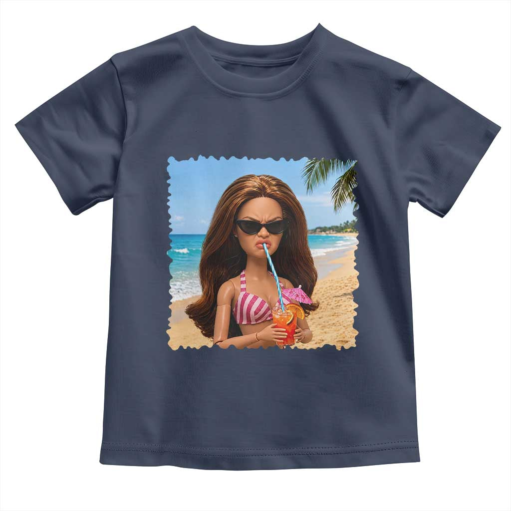 Funny Summer Doll Face Meme Toddler T Shirt Tropical Beach Party Graphic