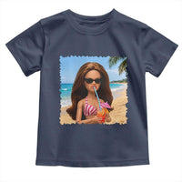 Funny Summer Doll Face Meme Toddler T Shirt Tropical Beach Party Graphic