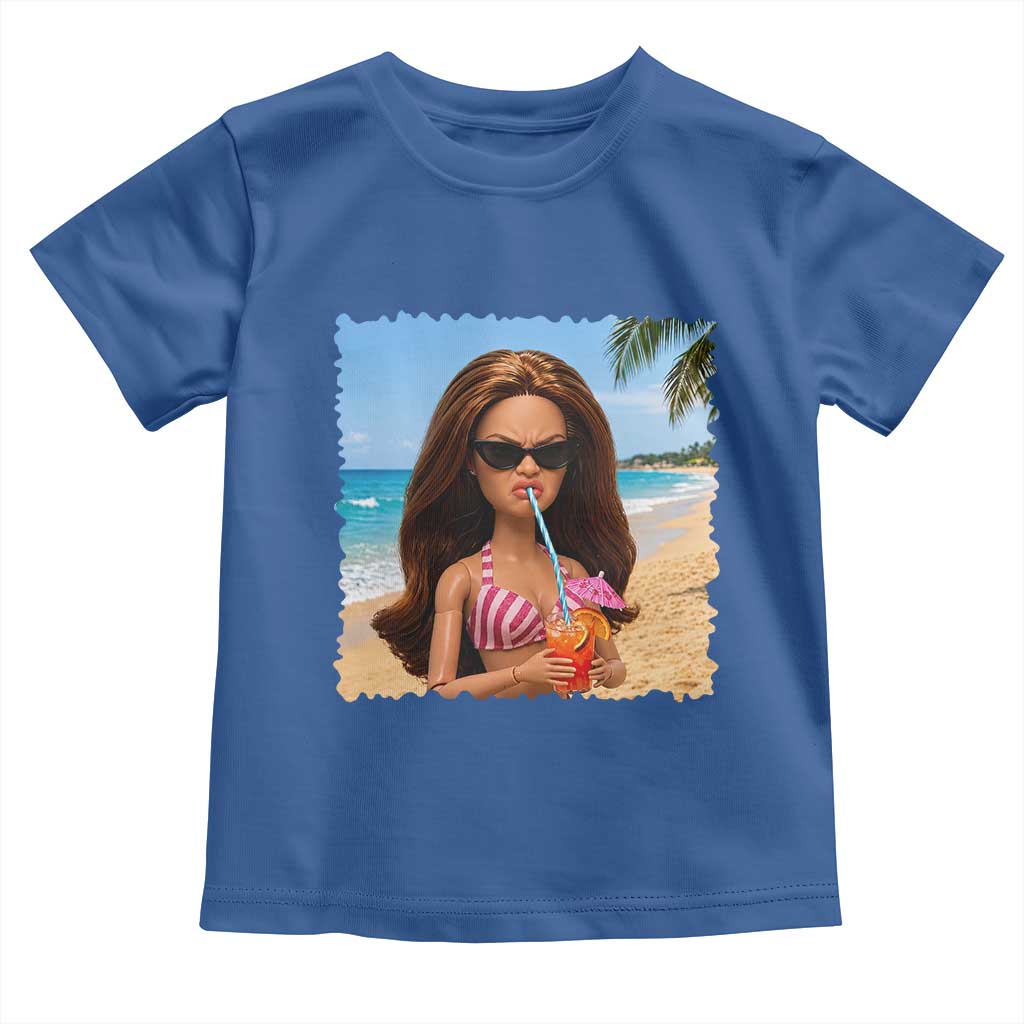 Funny Summer Doll Face Meme Toddler T Shirt Tropical Beach Party Graphic