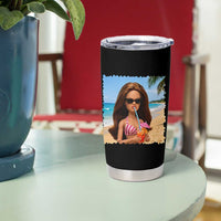 Funny Summer Doll Face Meme Tumbler Cup Tropical Beach Party Graphic