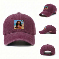 Funny Summer Doll Face Meme Washed Cotton Baseball Cap Tropical Beach Party Graphic
