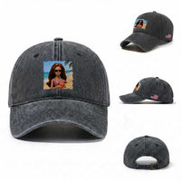 Funny Summer Doll Face Meme Washed Cotton Baseball Cap Tropical Beach Party Graphic