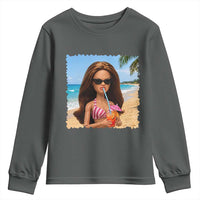 Funny Summer Doll Face Meme Youth Sweatshirt Tropical Beach Party Graphic