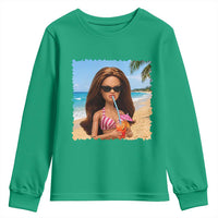 Funny Summer Doll Face Meme Youth Sweatshirt Tropical Beach Party Graphic