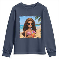 Funny Summer Doll Face Meme Youth Sweatshirt Tropical Beach Party Graphic