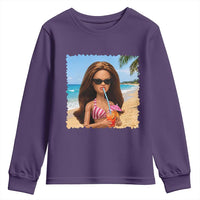 Funny Summer Doll Face Meme Youth Sweatshirt Tropical Beach Party Graphic