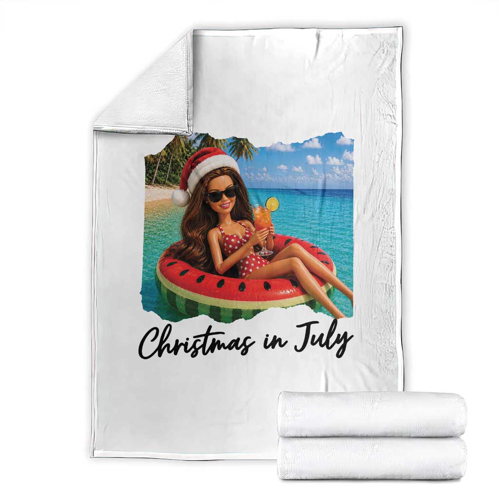 Christmas In July Tropical Doll Face Meme Throw Blanket Summer Vacation Graphic