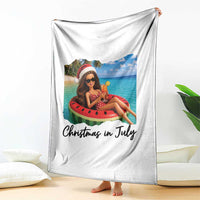 Christmas In July Tropical Doll Face Meme Throw Blanket Summer Vacation Graphic