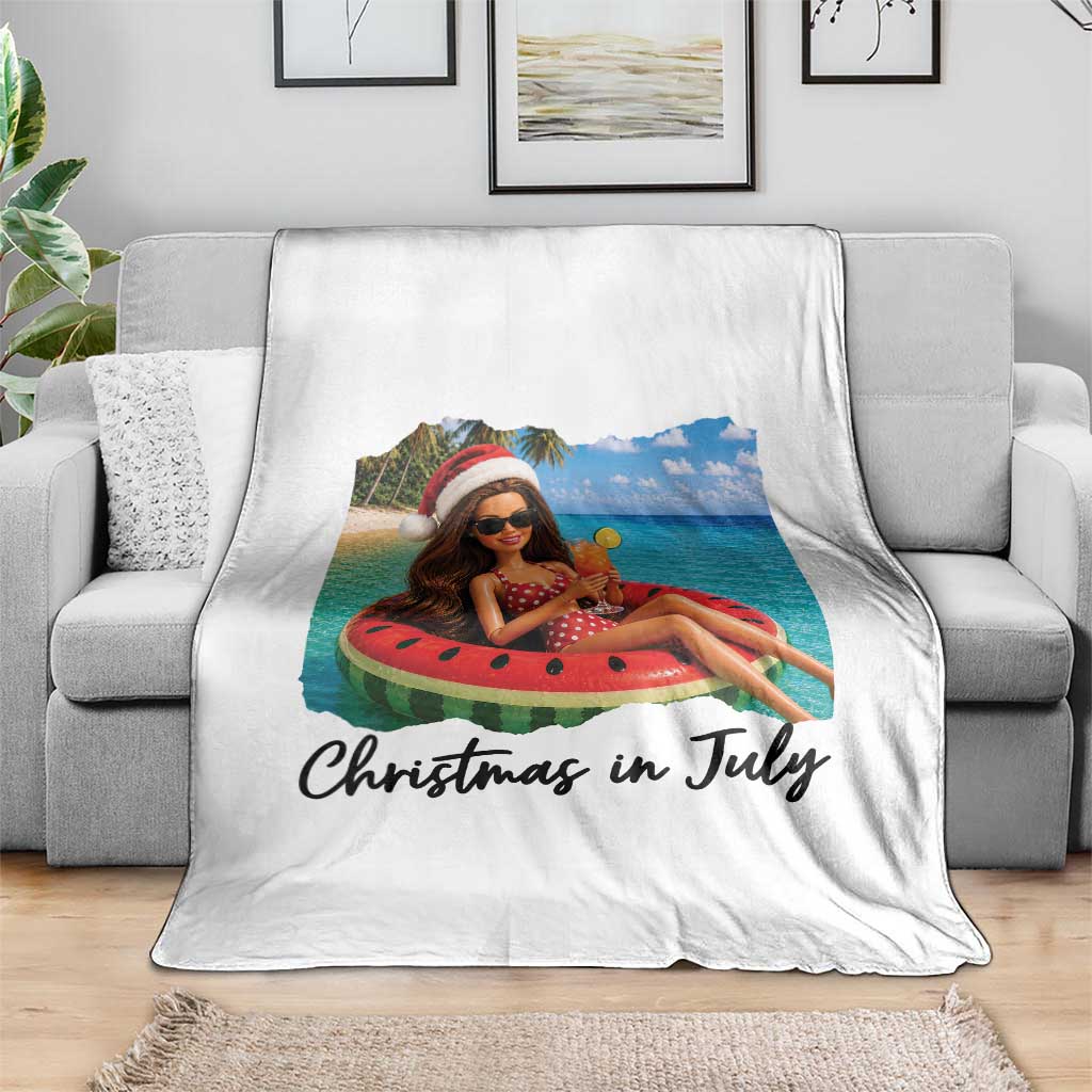 Christmas In July Tropical Doll Face Meme Throw Blanket Summer Vacation Graphic