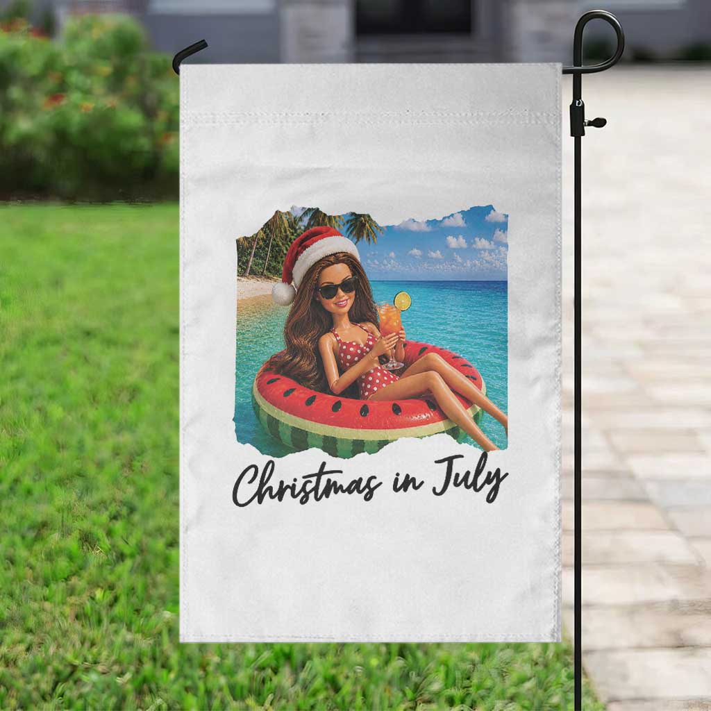Christmas In July Tropical Doll Face Meme Garden Flag Summer Vacation Graphic
