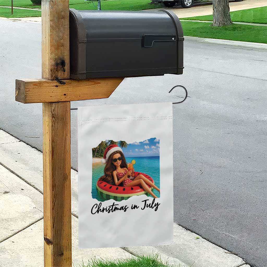 Christmas In July Tropical Doll Face Meme Garden Flag Summer Vacation Graphic