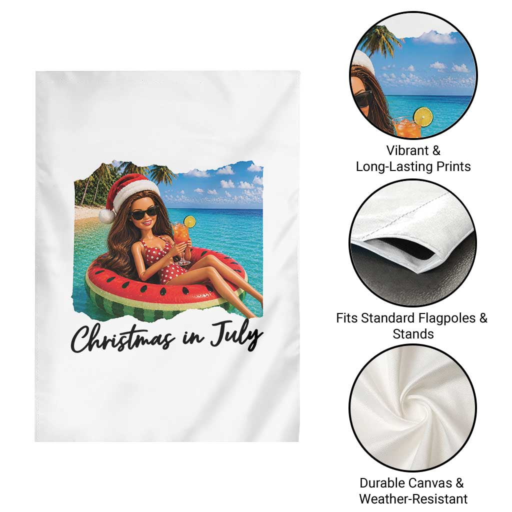 Christmas In July Tropical Doll Face Meme Garden Flag Summer Vacation Graphic