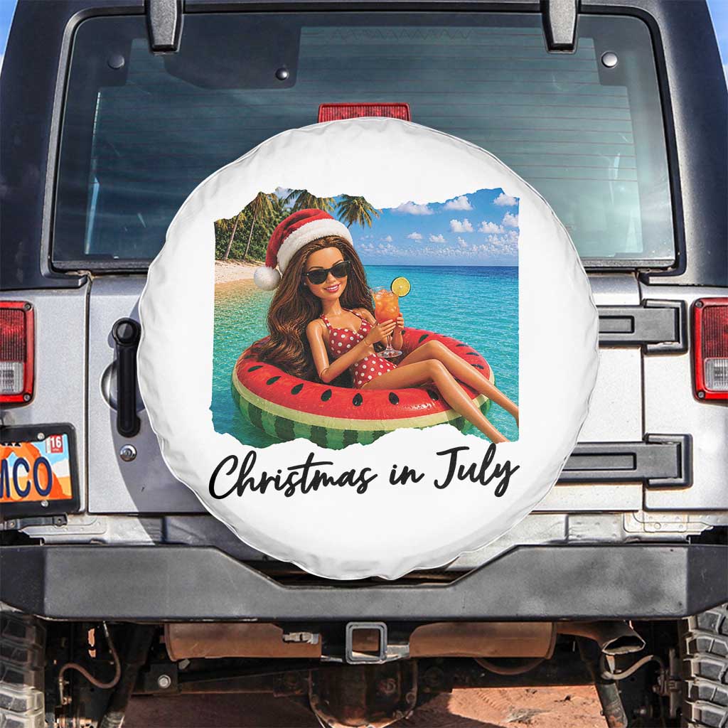 Christmas In July Tropical Doll Face Meme Spare Tire Cover Summer Vacation Graphic