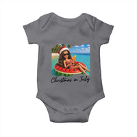 Christmas In July Tropical Doll Face Meme Baby Onesie Summer Vacation Graphic