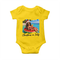 Christmas In July Tropical Doll Face Meme Baby Onesie Summer Vacation Graphic