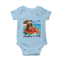 Christmas In July Tropical Doll Face Meme Baby Onesie Summer Vacation Graphic