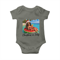 Christmas In July Tropical Doll Face Meme Baby Onesie Summer Vacation Graphic