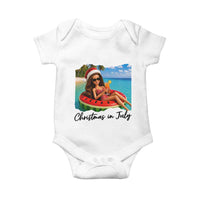 Christmas In July Tropical Doll Face Meme Baby Onesie Summer Vacation Graphic