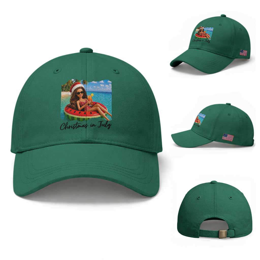 Christmas In July Tropical Doll Face Meme Baseball Cap Summer Vacation Graphic