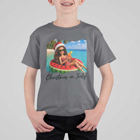 Christmas In July Tropical Doll Face Meme T Shirt For Kid Summer Vacation Graphic