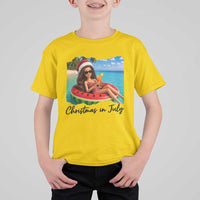 Christmas In July Tropical Doll Face Meme T Shirt For Kid Summer Vacation Graphic