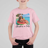 Christmas In July Tropical Doll Face Meme T Shirt For Kid Summer Vacation Graphic