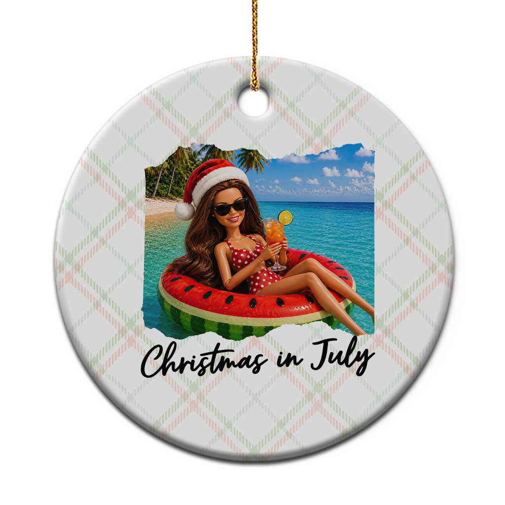 Christmas In July Tropical Doll Face Meme Ceramic Ornament Summer Vacation Graphic