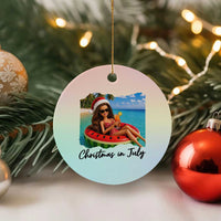 Christmas In July Tropical Doll Face Meme Ceramic Ornament Summer Vacation Graphic