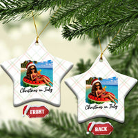 Christmas In July Tropical Doll Face Meme Ceramic Ornament Summer Vacation Graphic
