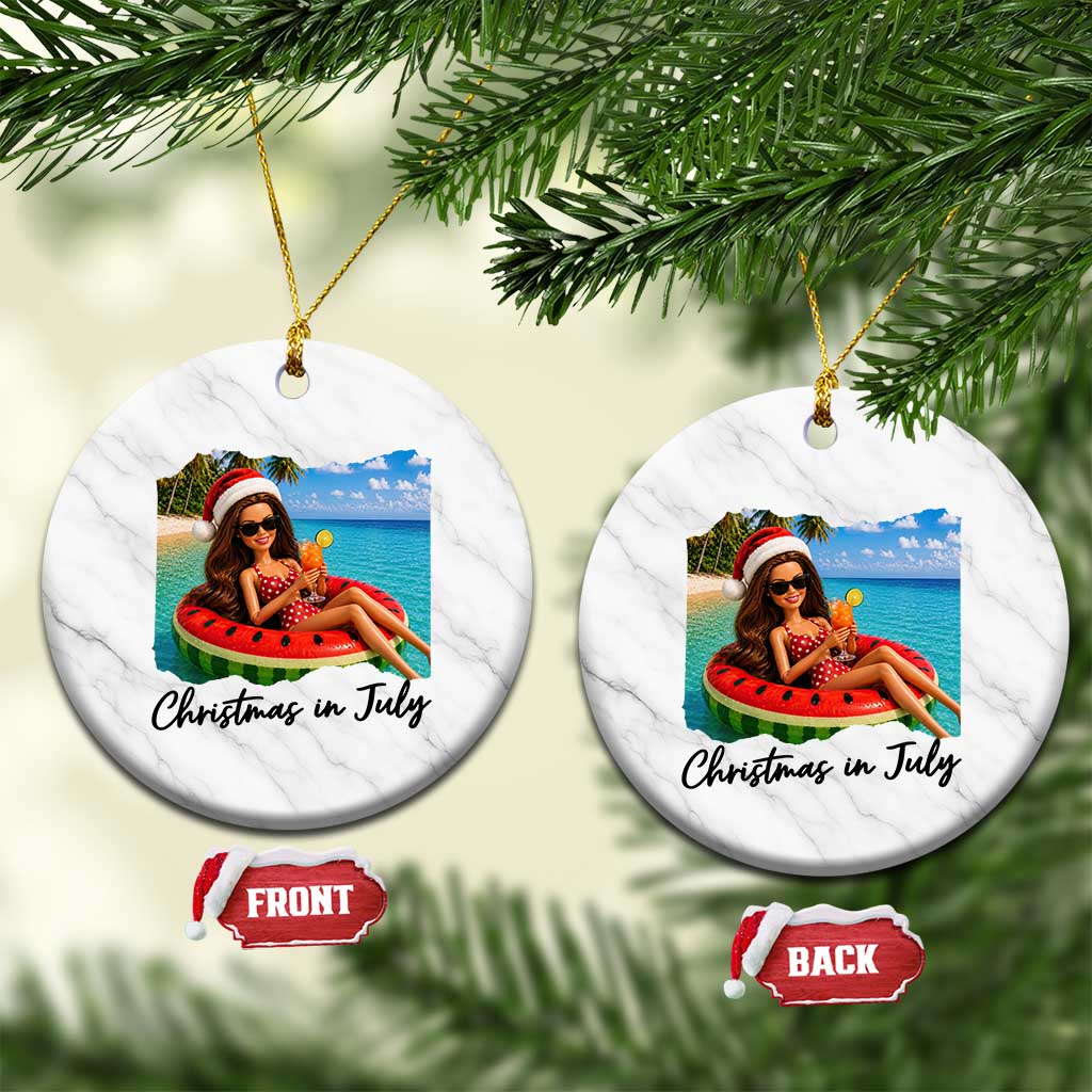 Christmas In July Tropical Doll Face Meme Ceramic Ornament Summer Vacation Graphic
