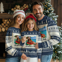 Christmas In July Tropical Doll Face Meme Ugly Christmas Sweater Summer Vacation Graphic