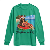 Christmas In July Tropical Doll Face Meme Long Sleeve Shirt Summer Vacation Graphic