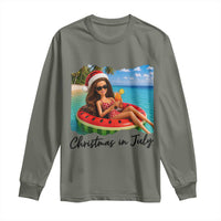 Christmas In July Tropical Doll Face Meme Long Sleeve Shirt Summer Vacation Graphic