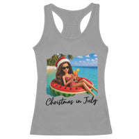 Christmas In July Tropical Doll Face Meme Racerback Tank Top Summer Vacation Graphic