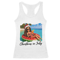 Christmas In July Tropical Doll Face Meme Racerback Tank Top Summer Vacation Graphic