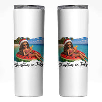 Christmas In July Tropical Doll Face Meme Skinny Tumbler Summer Vacation Graphic