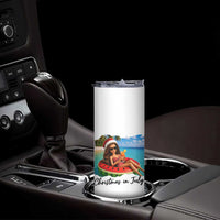 Christmas In July Tropical Doll Face Meme Skinny Tumbler Summer Vacation Graphic