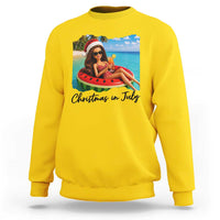 Christmas In July Tropical Doll Face Meme Sweatshirt Summer Vacation Graphic