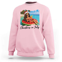 Christmas In July Tropical Doll Face Meme Sweatshirt Summer Vacation Graphic